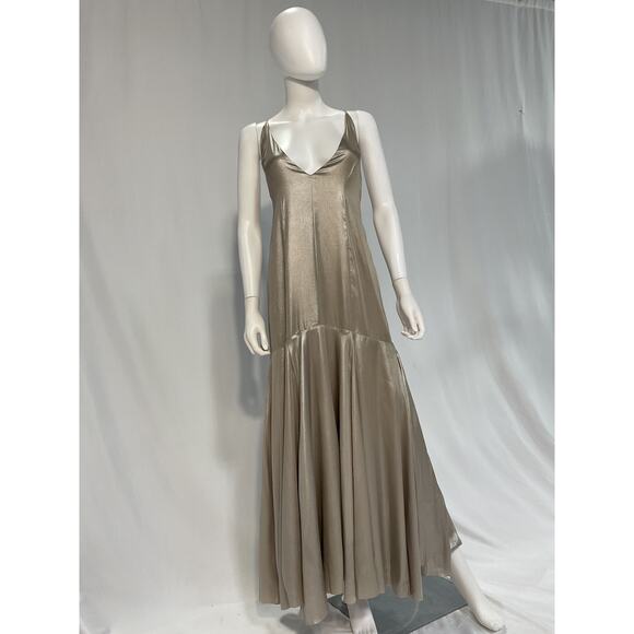 Cos 'The Metallic' Silver Flared Slip Dress Size 8 - Picture 2 of 4